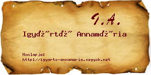 Igyártó Annamária névjegykártya